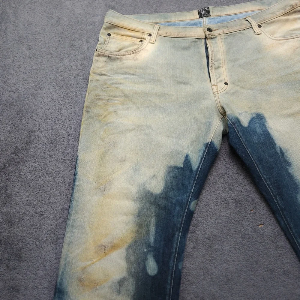 PRPS Men's Barracuda Jeans Mens 42x33 Straight Leg Dirty Bleached Wash Denim
